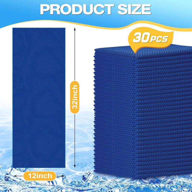 MENOLY 30 Packs Cooling Towels Bulk Cooling Towels for Neck and Face Gym Workout Cooling Neck Rags for Sports Yoga Soft Microfiber Breathable Sweat Rags for Hiking Running Fitness-Dark Blue - Image 2